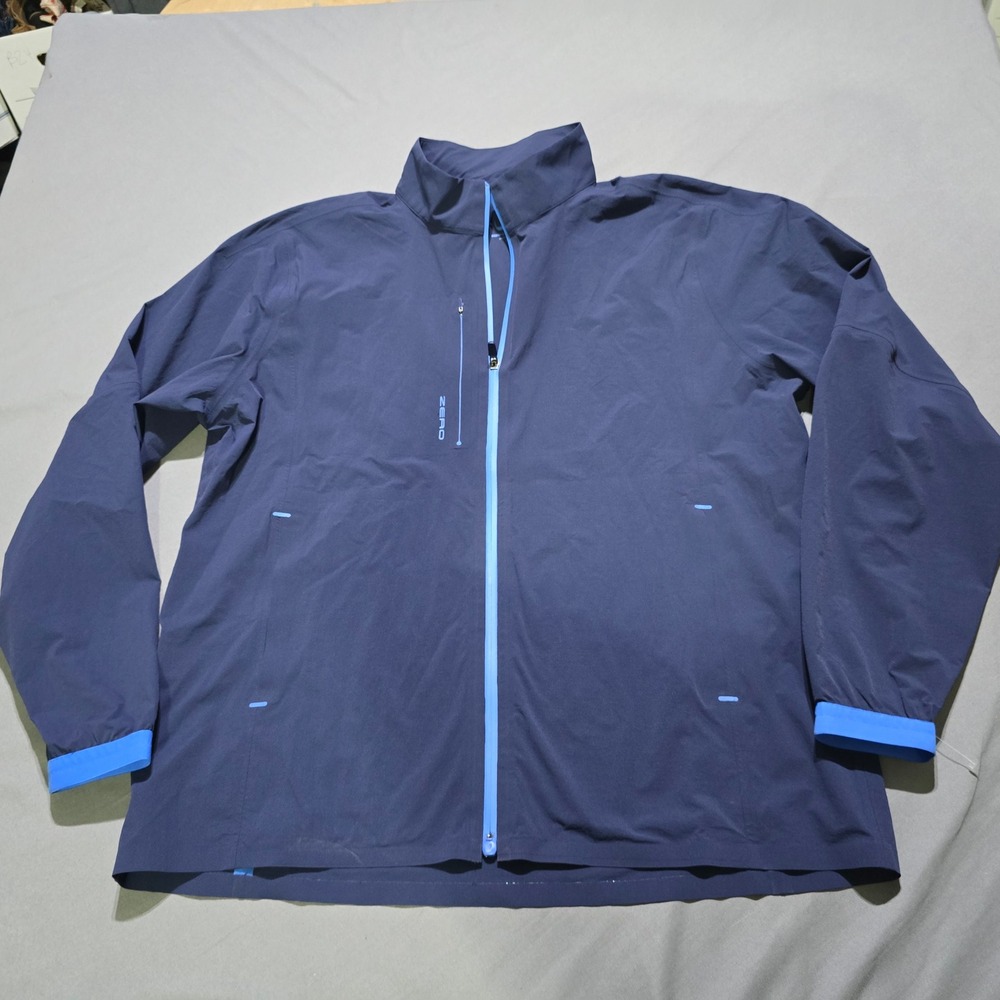 Zero Restriction Men's Bond Golf Jacket Mens XL Navy Blue Windbreaker Full Zip